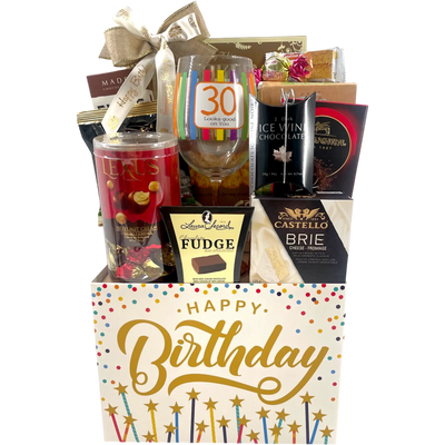 Thirty Looks Good on You Chocolate and Brie Birthday Gift - Glitter Baskets -Birthday Gift Baskets