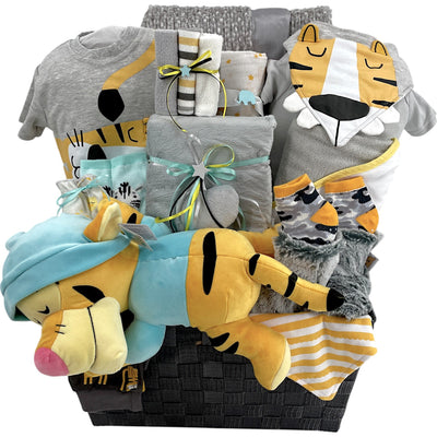 Tigger & Tiny Stripes Baby Boy Gift Basket - Glitter Baskets - Gender Neutral Baby Gift Basket