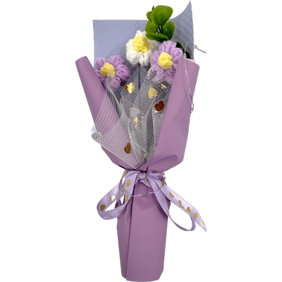 Timeless Blooms Crochet Bouquet – Lavender Grace Edition - Glitter Baskets - 