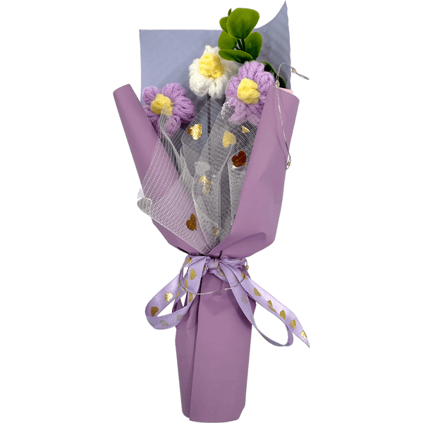 Timeless Blooms Crochet Bouquet – Lavender Grace Edition - Glitter Baskets - 