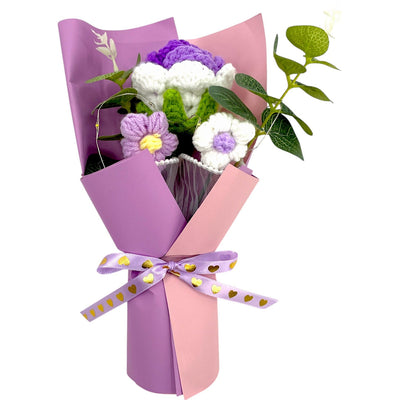 Timeless Blooms Crochet Bouquet – Lavender Grace Edition - Glitter Baskets - 