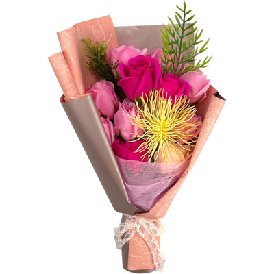 Timeless Blooms Silk Flower Bouquet – Rosé Passion Edition - Glitter Baskets - 