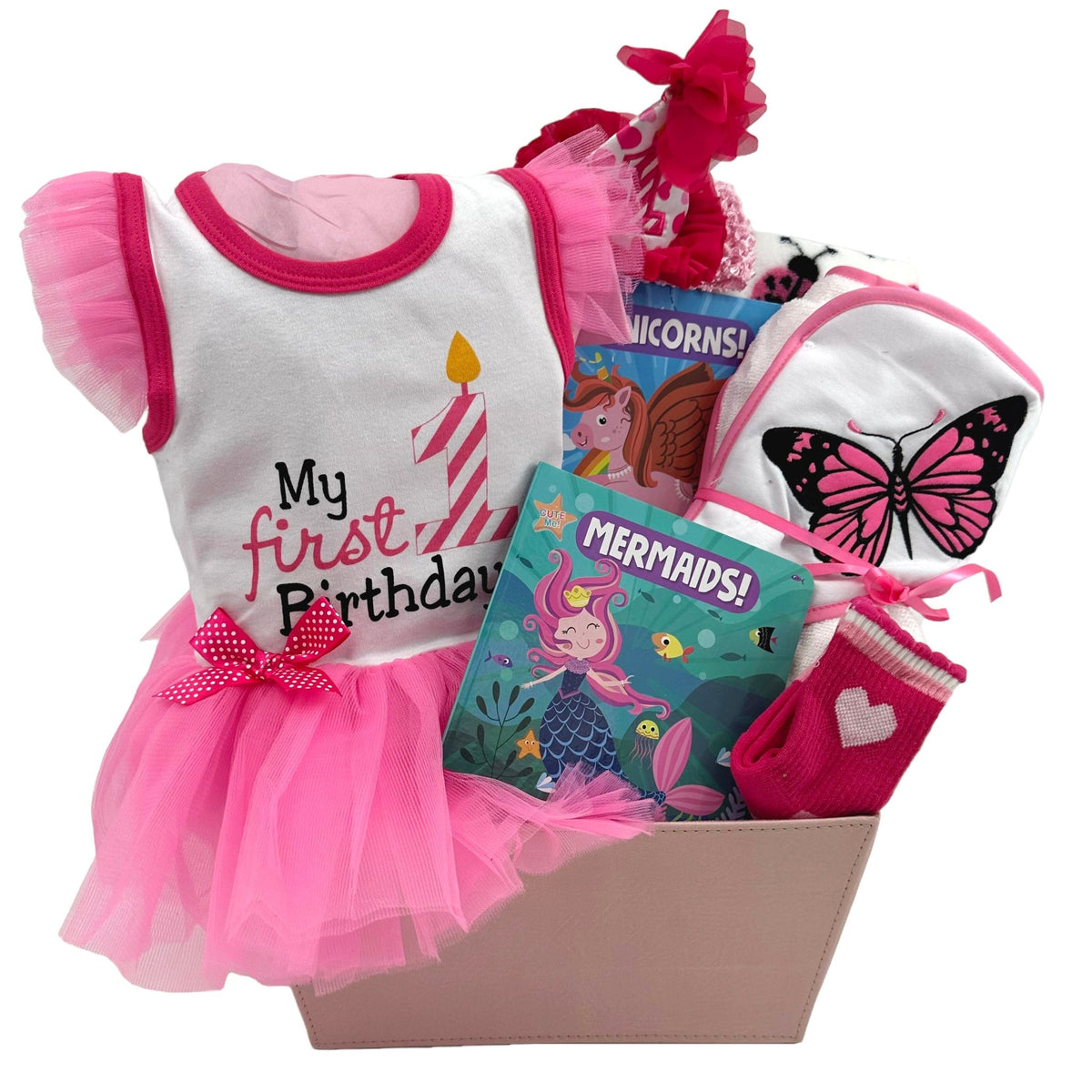 Tiny Twirls & Tiaras First Birthday Gift - Glitter Baskets - First Birthday Gifts