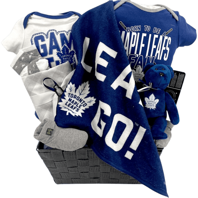 Toronto Maple Leafs Baby Gift Basket for Hockey Fans - Glitter Baskets -Baby Boy Gift Basket