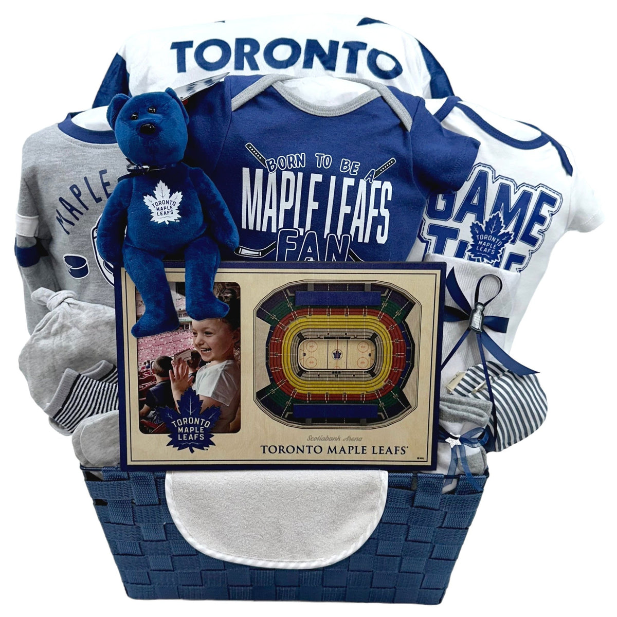 Toronto Maple Leafs Deluxe Baby Basket - Glitter Baskets - Baby Boy Gift Basket