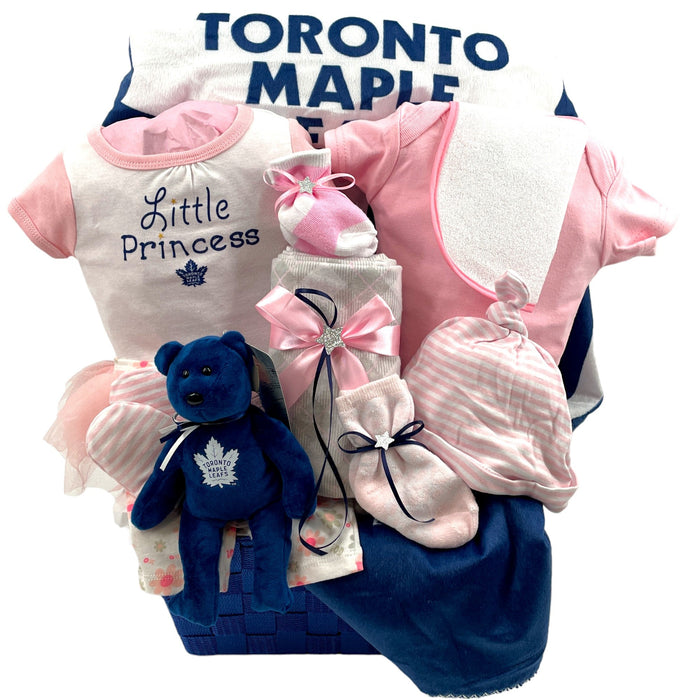 Toronto Maple Leafs Girl - Glitter Baskets - Baby Girl Gift Basket