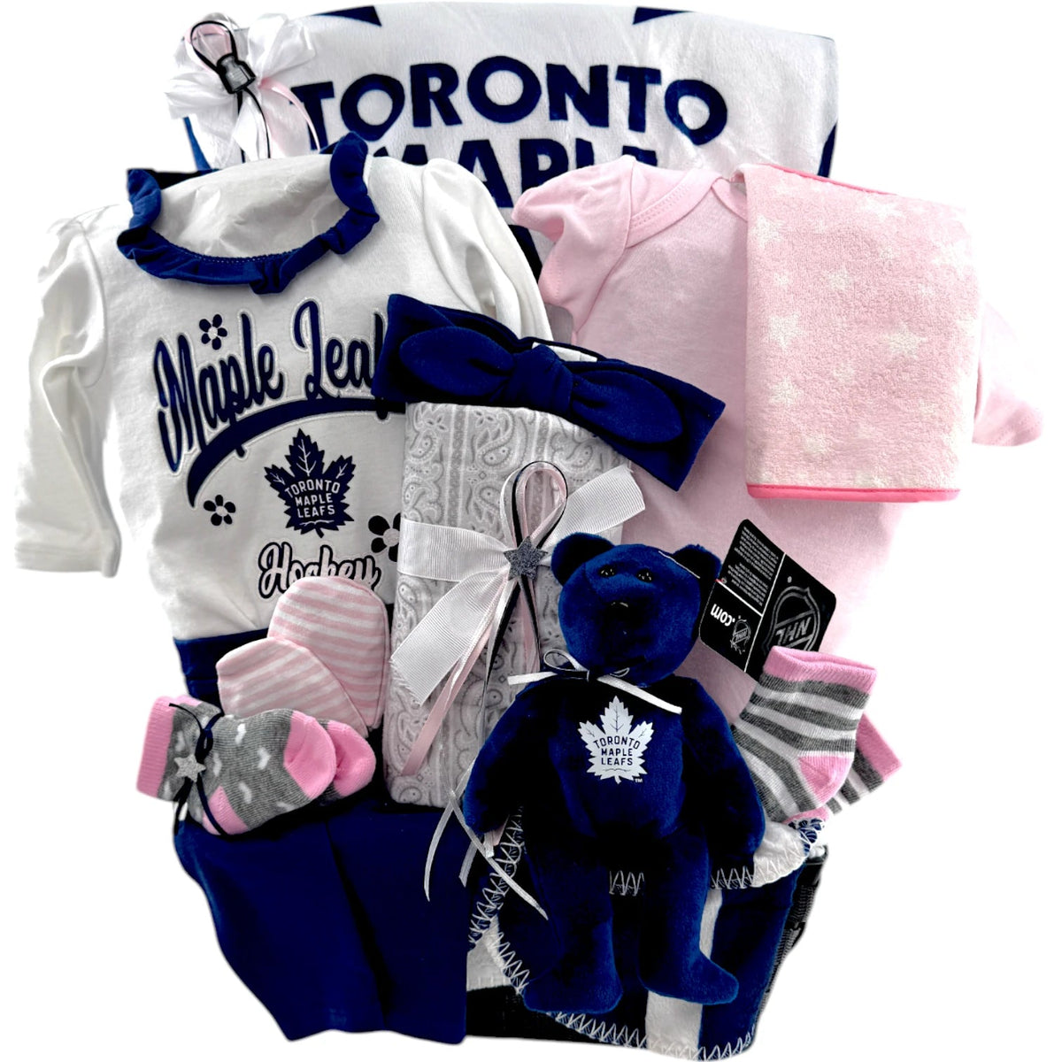 Toronto Maple Leafs Girl - Glitter Baskets - Baby Girl Gift Basket