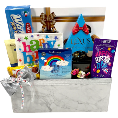 Truffles and Rainbow Bubbles Birthday Gift Set - Glitter Baskets -Birthday Gift Baskets