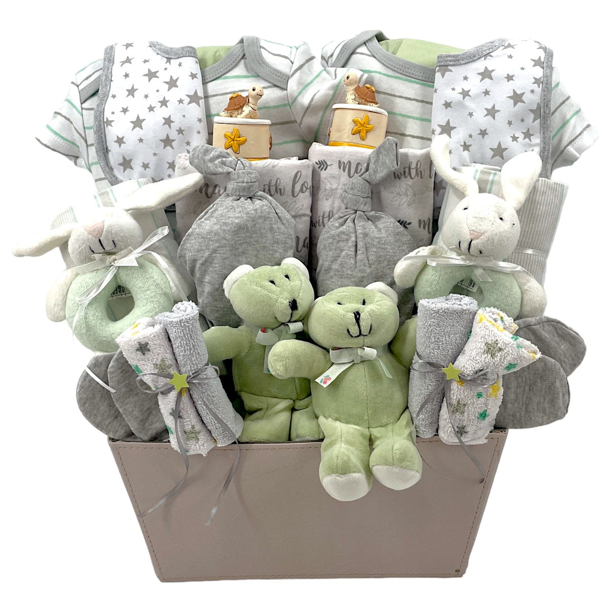 Twins Arrival (Unisex) - Glitter Baskets - Twins Gift Basket