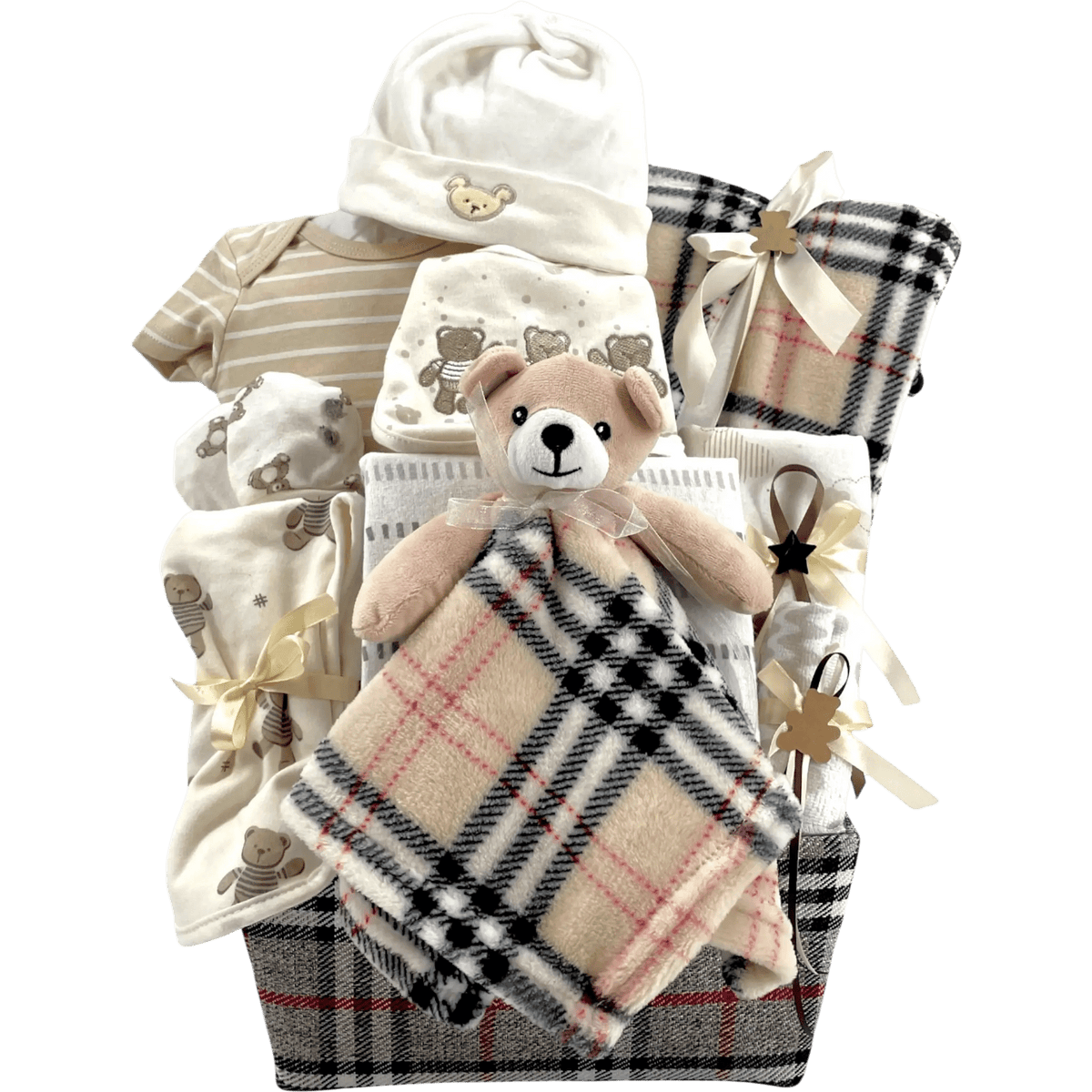 Wee Bear's Plaid Welcome Baby Basket