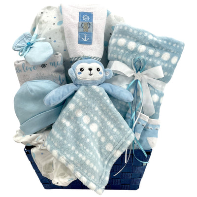 Welcome Baby Boy - Glitter Baskets - Baby Boy Gift Basket