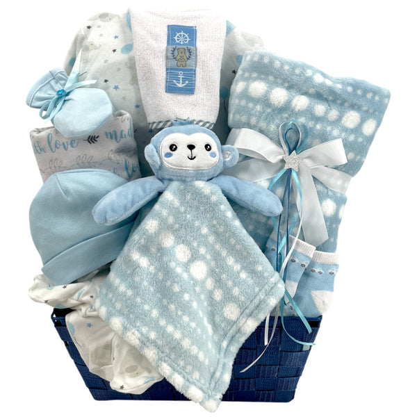 Welcome Baby Boy - Glitter Baskets - Baby Boy Gift Basket