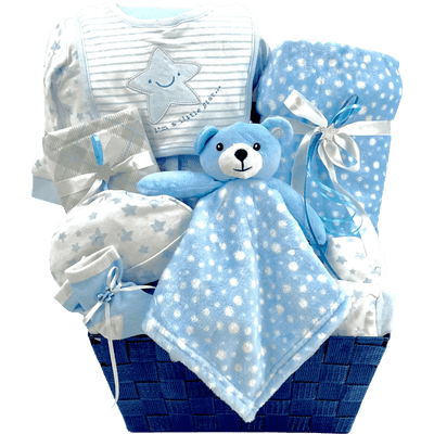 Welcome Baby Boy - Glitter Baskets -Baby Boy Gift Basket
