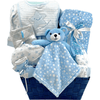 Welcome Baby Boy - Glitter Baskets - Baby Boy Gift Basket