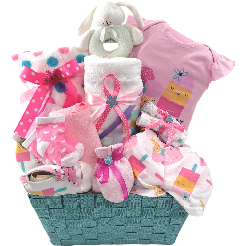 Welcome Baby Girl - Glitter Baskets - Baby Girl Gift Basket