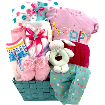 Welcome Baby Girl - Glitter Baskets - Baby Girl Gift Basket