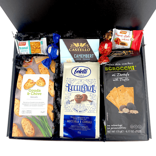 Winter Elegance Cheese & Chocolate Basket - Ideal Christmas Corporate Gift - Glitter Baskets - Christmas Baskets