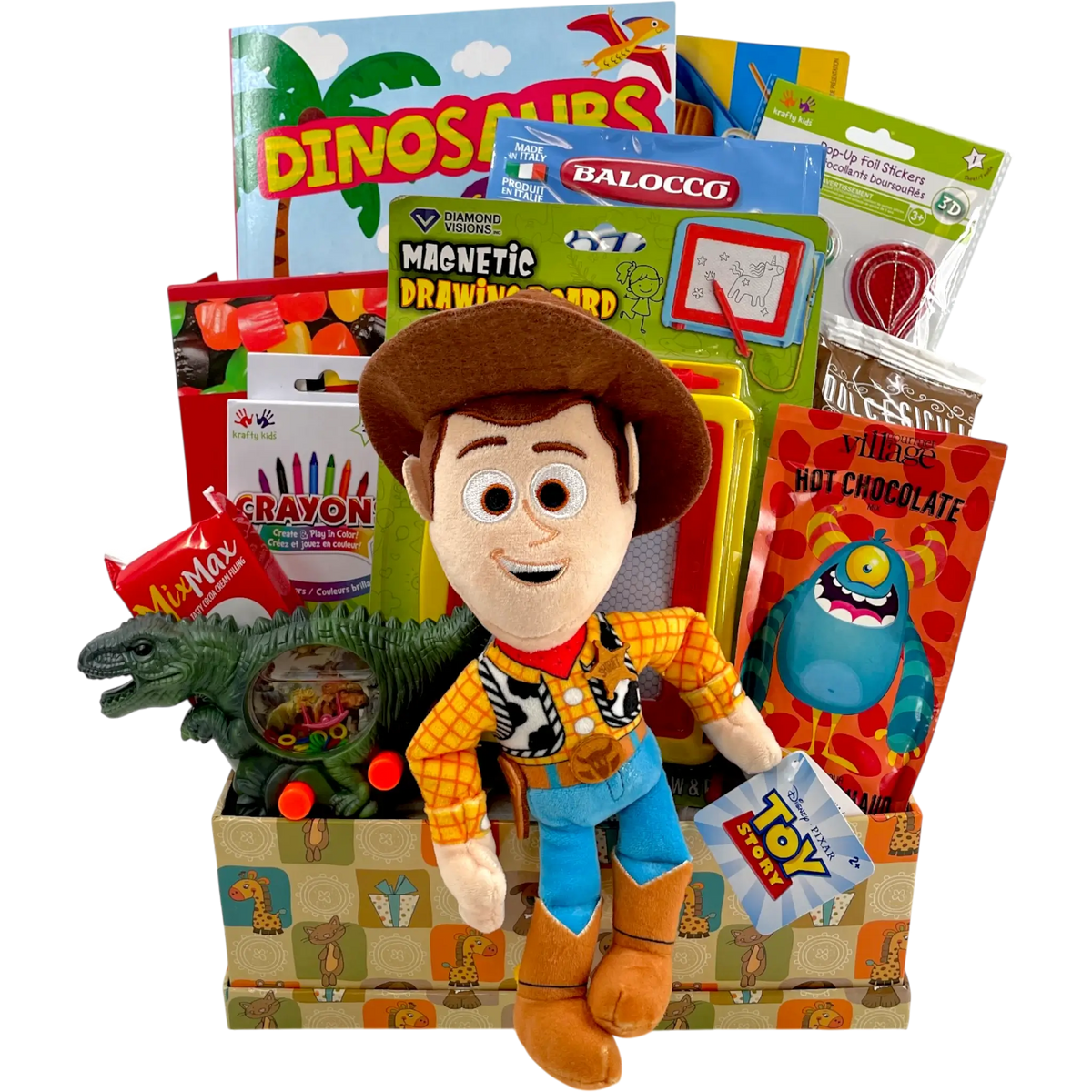 Woody's Roundup Dino Drawing and Snacks Gift Basket