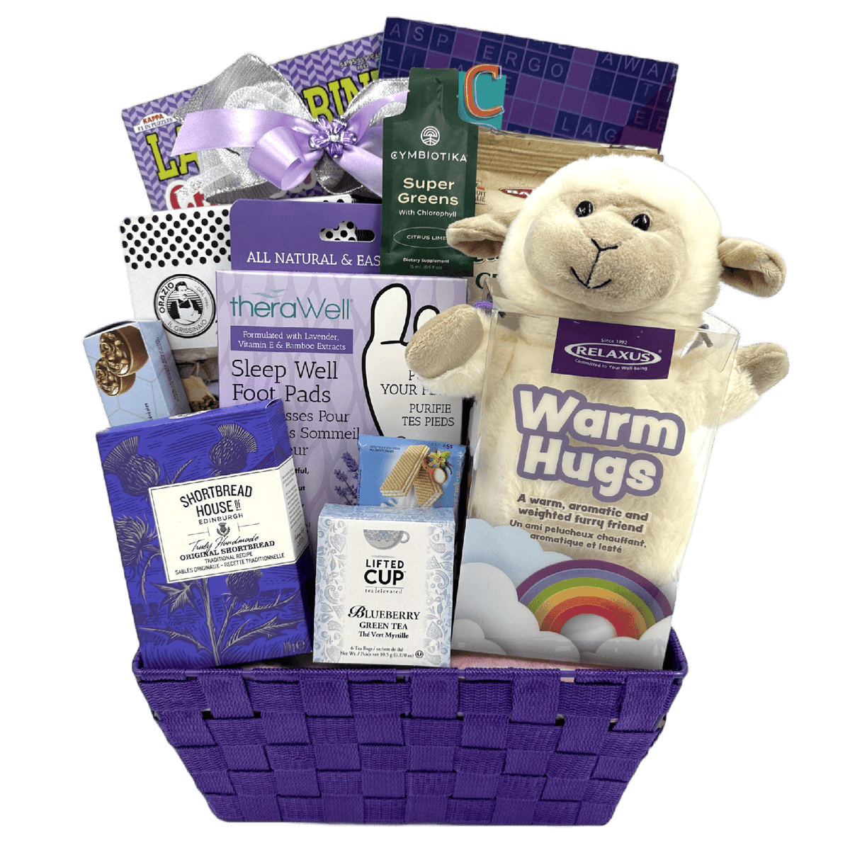 Sweet Dreams Lavender & Weighted Lambie Basket - Glitter Gift Baskets