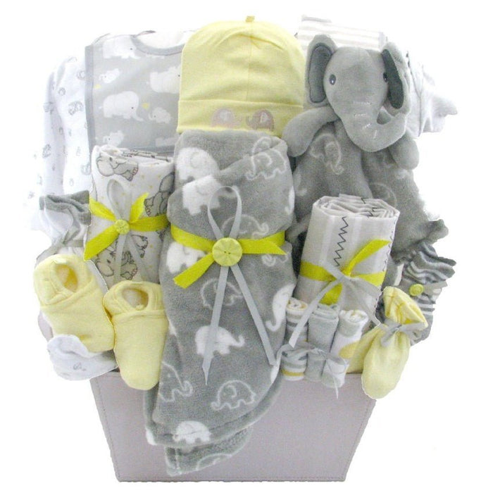 Baby Elephant Arrival - Glitter Baskets - Gender Neutral Baby Gift Basket