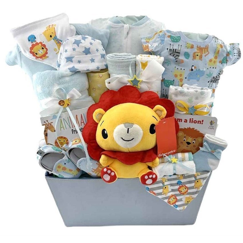 Baby Lion Arrival - Glitter Baskets - Baby Boy Gift Basket