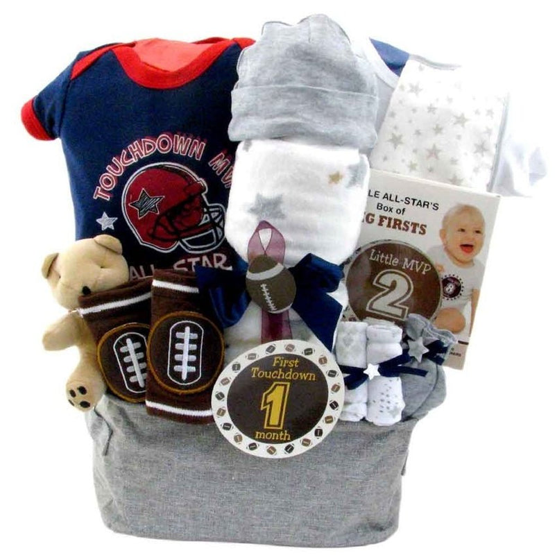 Baby Quarterback Touchdown - Glitter Baskets - Baby Boy Gift Basket