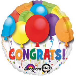Colorful Congrats Celebration Balloon 9 inch - Glitter Baskets - Balloon