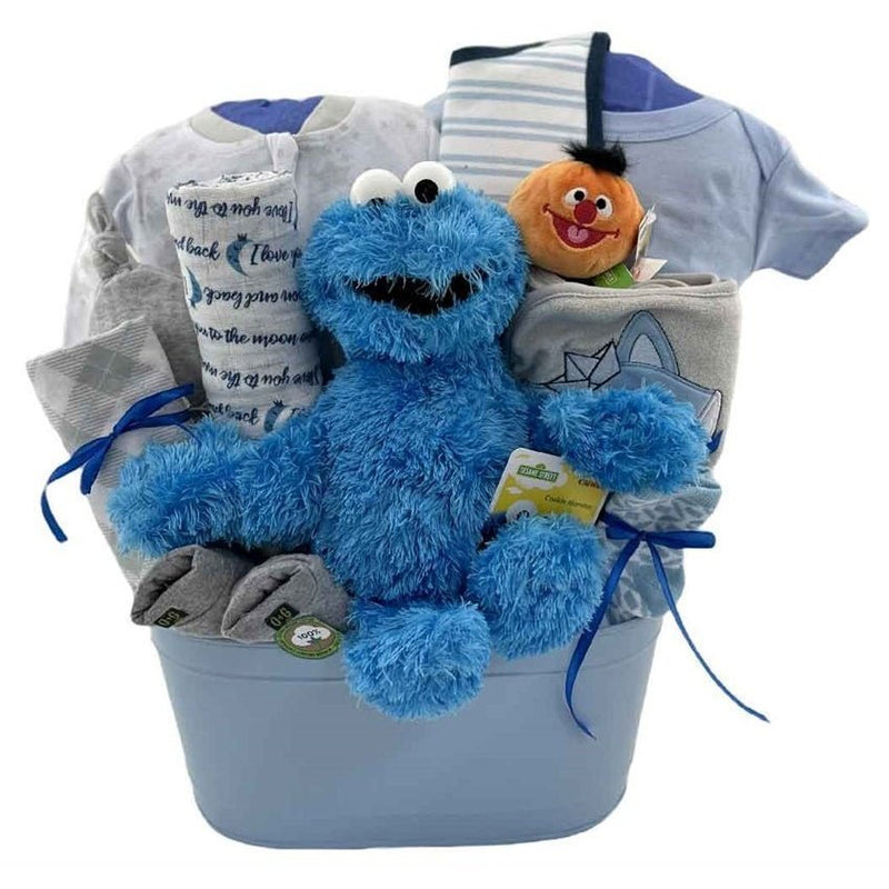 Cookie Monster Baby Basket - Glitter Baskets - Baby Boy Gift Basket