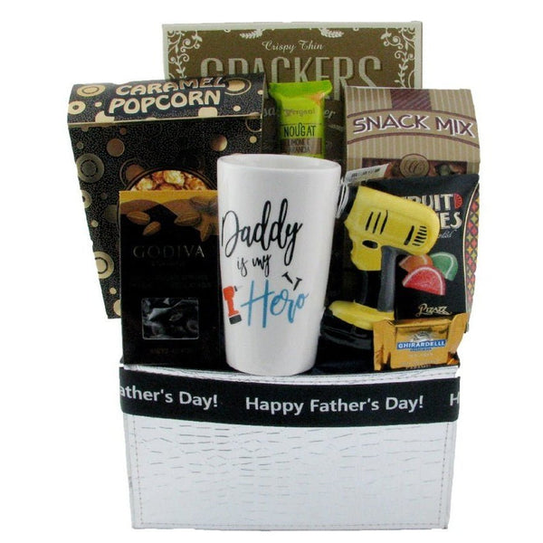 Daddy Is my Hero - Glitter Baskets - Fathers Day Gift Baskets
