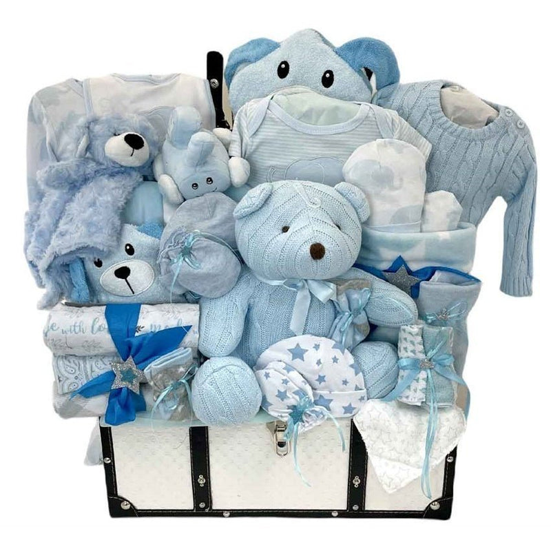 Deluxe Baby Boy First Toy Chest - Glitter Baskets - Baby Boy Gift Basket