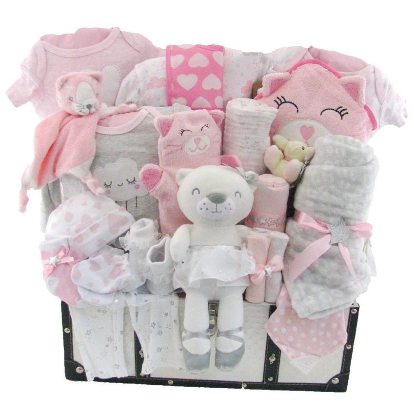 Deluxe Baby Girls First Toy Chest - Glitter Baskets - Baby Girl Gift Basket