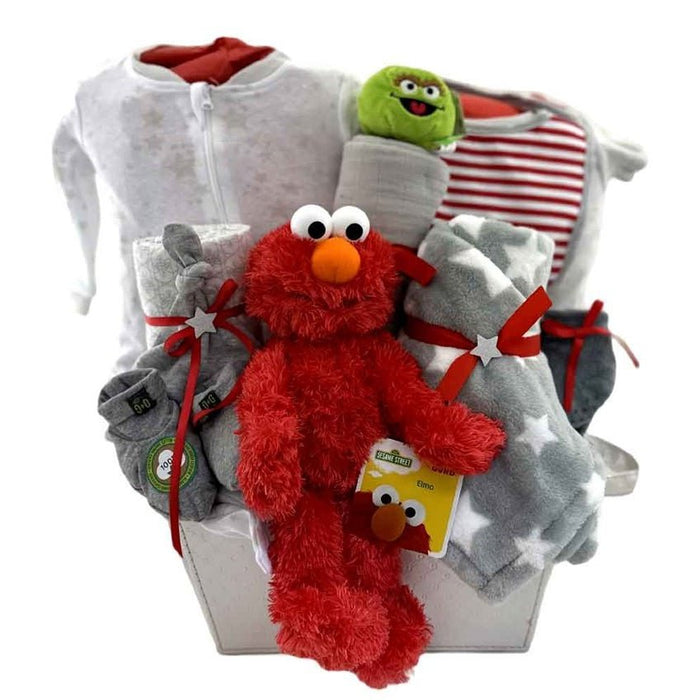 Deluxe Elmo Baby Boy - Glitter Baskets - Gender Neutral Baby Gift Basket