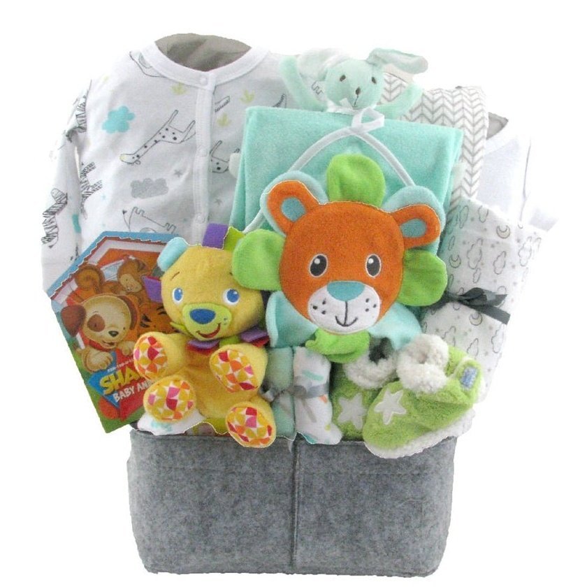 Deluxe Lion Set - Glitter Baskets - Gender Neutral Baby Gift Basket