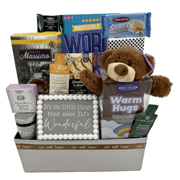 Feel Better Bear - Glitter Baskets - Get Well Soon Basket