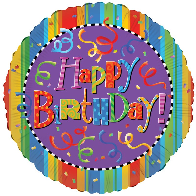 Festive Streamers Birthday Balloons - Glitter Gift Baskets