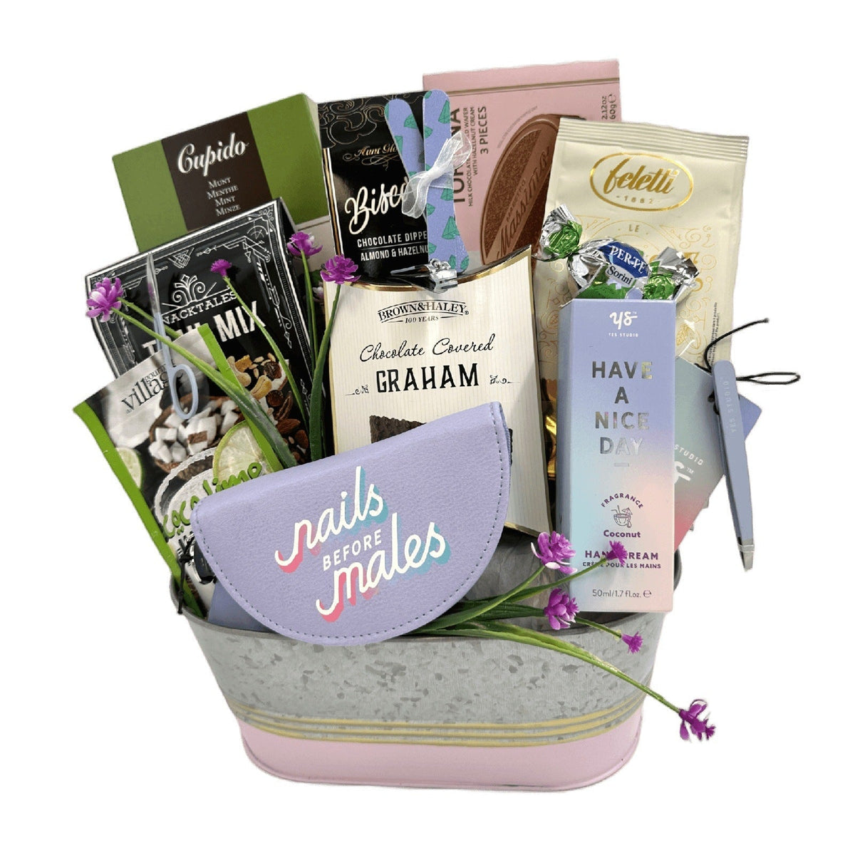 Fun & Fabulous Nails Before Males - Glitter Baskets - Spa Gift Baskets