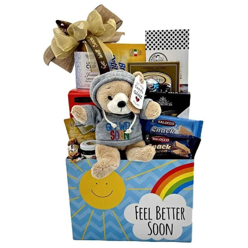 Get Well Teddy Deluxe - Glitter Baskets - Get Well Soon Basket