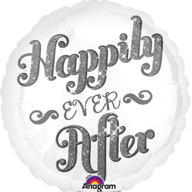 Happily Ever After Wedding Balloon - Glitter Gift Baskets