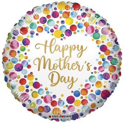 Happy Mother's Day Colorful Modern Dots Balloon - Glitter Gift Baskets