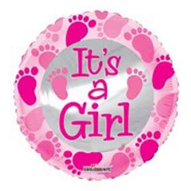 "It's a Girl" Baby Footprint Balloon 9 inch - Glitter Baskets - Balloon