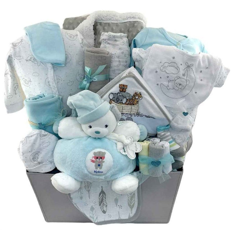 Kaloo Teddy Bear Arrival - Glitter Baskets - Gender Neutral Baby Gift Basket