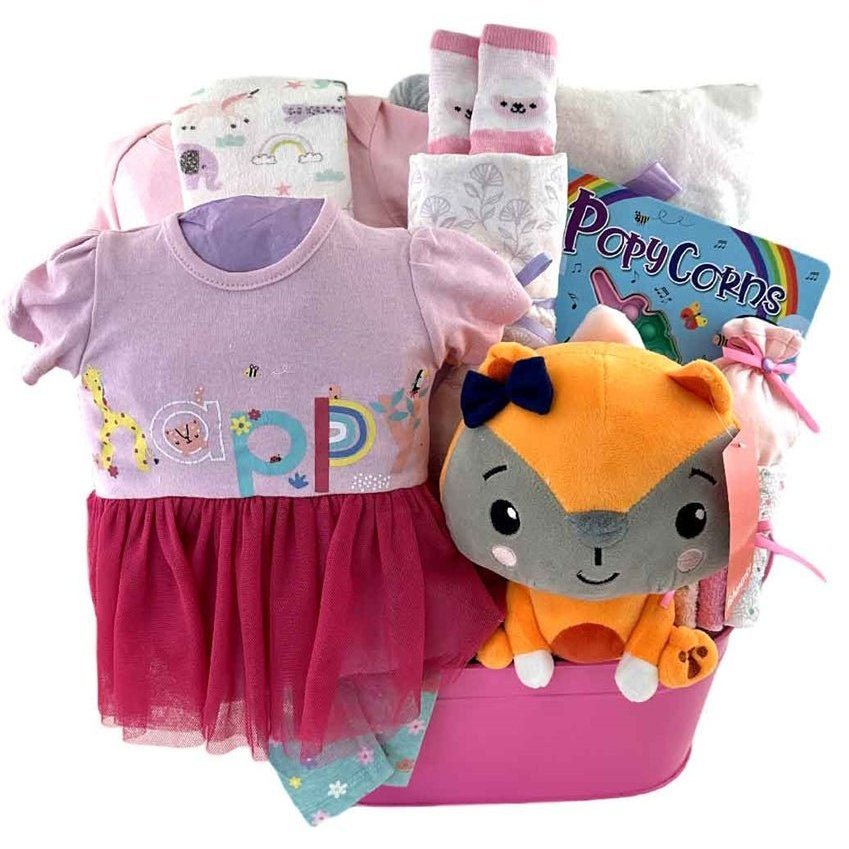 Kitty Cat Arrival Girl - Glitter Baskets - Baby Girl Gift Basket