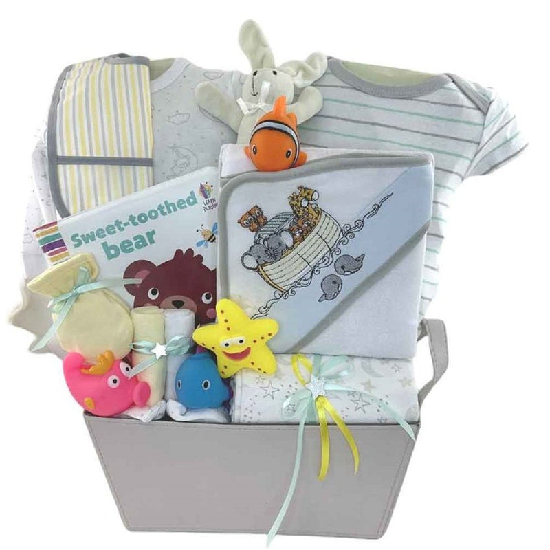 Lil Bear and Friends Arrival - Glitter Baskets - Gender Neutral Baby Gift Basket