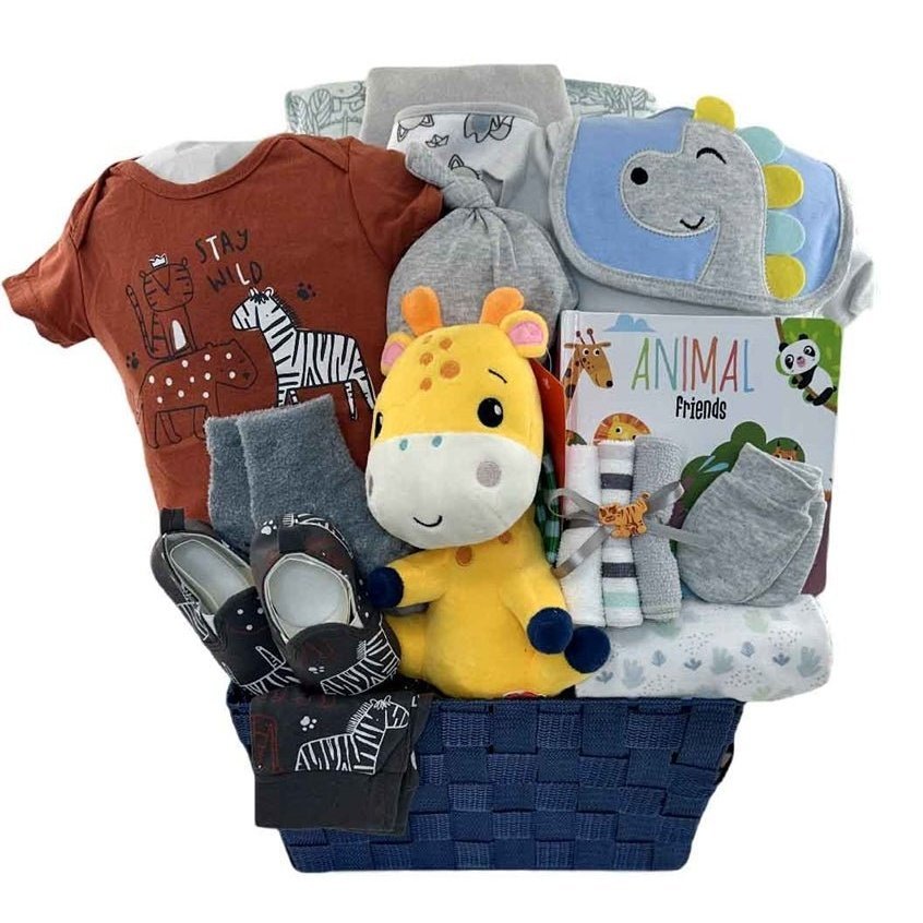 Lil Giraffe Baby Basket - Glitter Baskets - Baby Boy Gift Basket