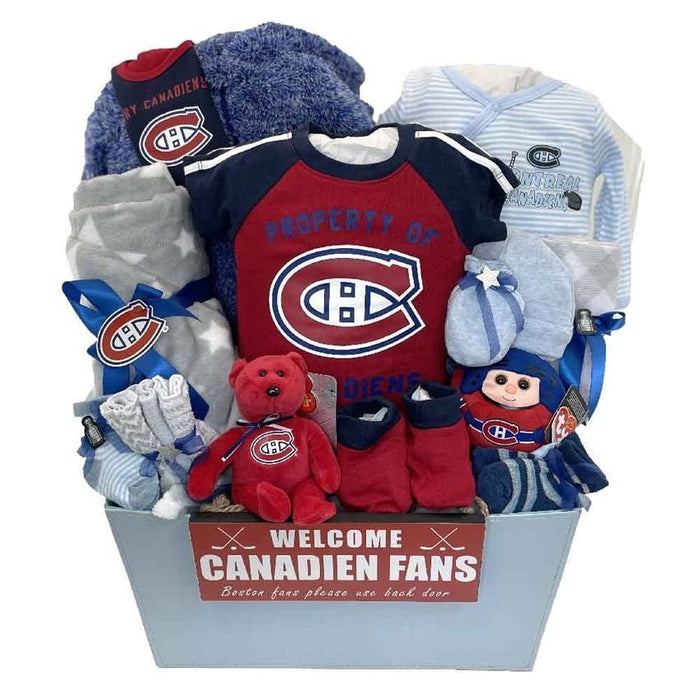 Montreal Canadiens Deluxe Baby Basket - Glitter Baskets - Baby Boy Gift Basket