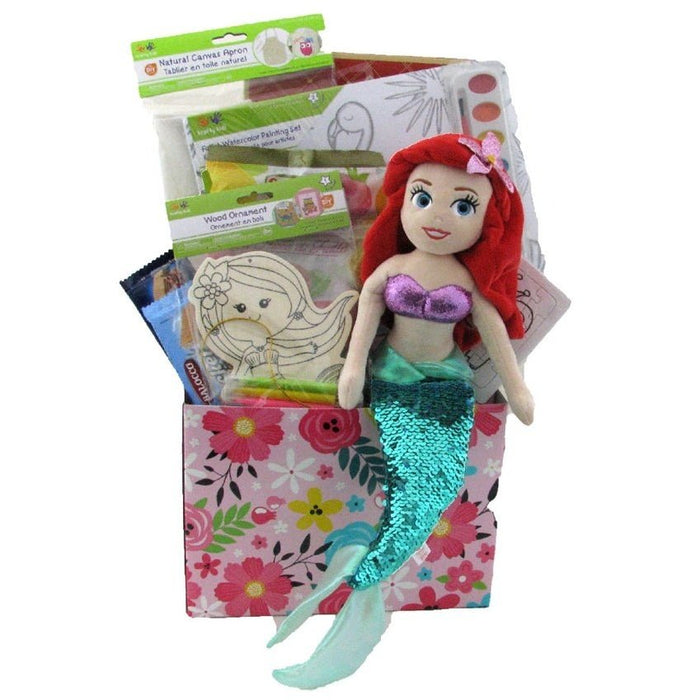 My Little Mermaid Kids Activity Basket - Glitter Baskets - Kids Gift Basket