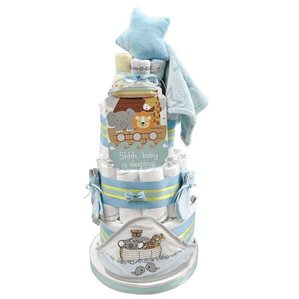 Noah's Ark Diaper Cake - Glitter Baskets - Gender Neutral Baby Gift Basket