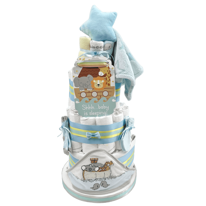 Noah's Ark Diaper Cake - Glitter Baskets - Gender Neutral Baby Gift Basket