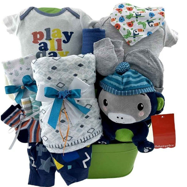 Play All Day Baby Basket - Glitter Baskets - Baby Boy Gift Basket