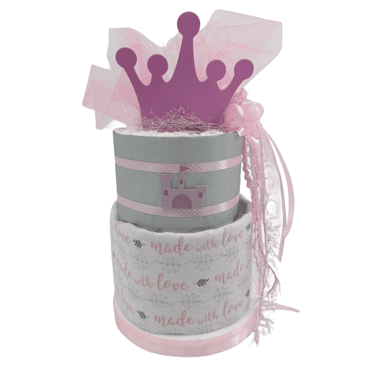 Princess Diaper Cake - Glitter Baskets - Diaper Cake